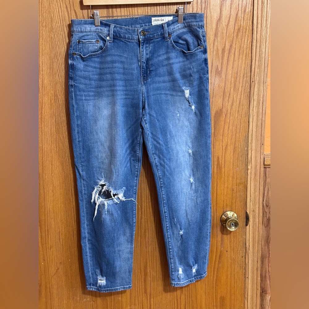 Pistola Ripped Blue Boyfriend Jeans‎ sz 32(JB2)